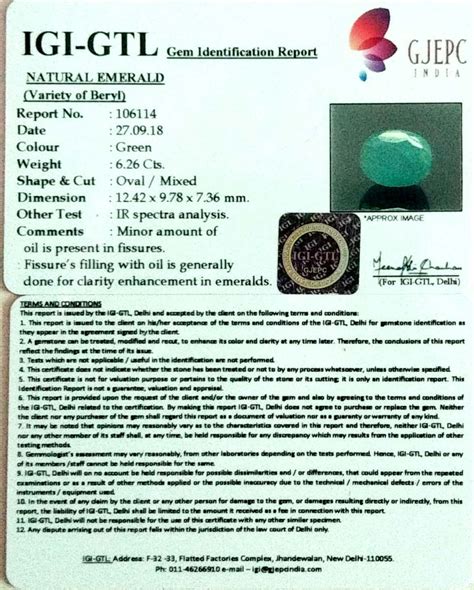 6.26/CT Natural Panna Stone With Govt. Lab Certificate-3441 | Gem ...