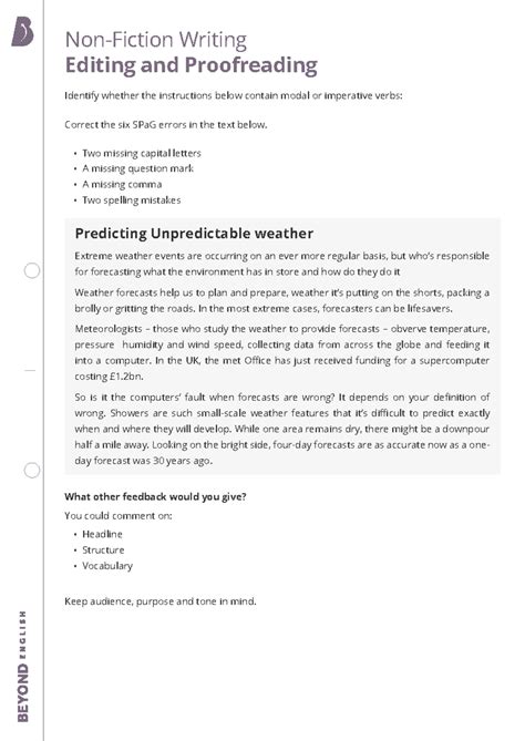 Editing and Proofreading Worksheet: Modal vs. Imperative Verbs Analysis ...