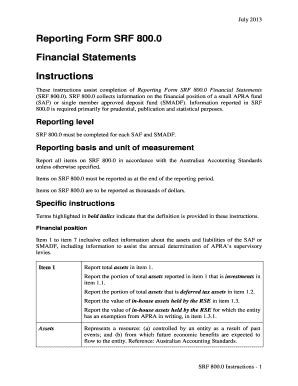 Fillable Online apra gov Reporting Form SRF 8000 Financial Statements ...