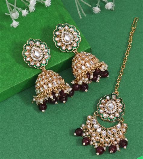 Saira: Kundan Jhumka Set With Mangtika – Jisoba