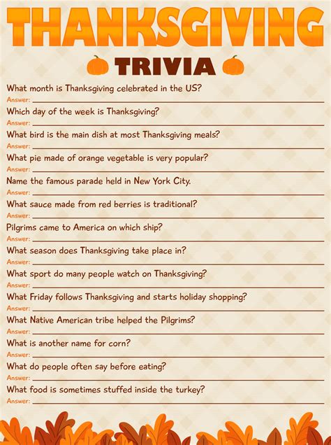 Thanksgiving Trivia Games - 14 Free PDF Printables | Printablee