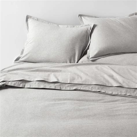 Cozysoft Organic Flannel Grey Full/Queen Duvet Cover | Crate & Barrel