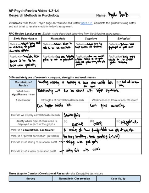 AP Psych 1 - Worksheet problems - AP Psych Review Video 1. 2 - 1. 4 ...