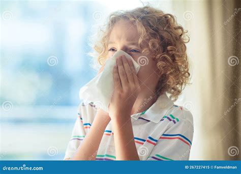 Sick Child Sneezing and Coughing. Allergy Stock Image - Image of ...