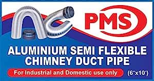 PMS.chimney flexible aluminium exhaust Duct pipe (10ft,6inch, silver ...