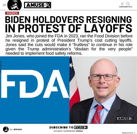 FDA Food Division Head Jim Jones Resigns Over Trump's Firing of 89 Employees | DeepNewz US ...