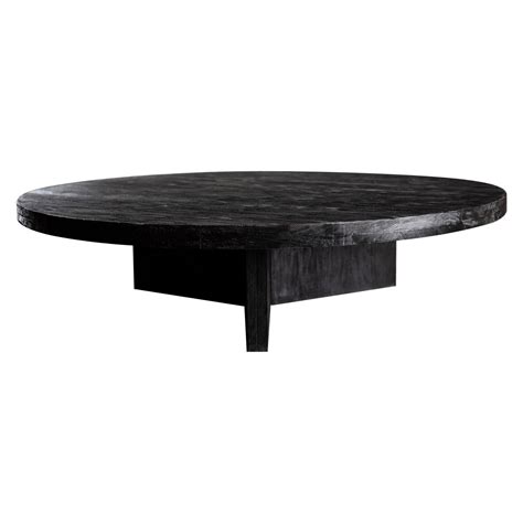 Round Oak Coffee Table, Charcoal / Black For Sale at 1stDibs