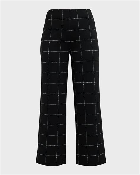 NIC+ZOE Cropped Wide-Leg Plaid Pants | Neiman Marcus