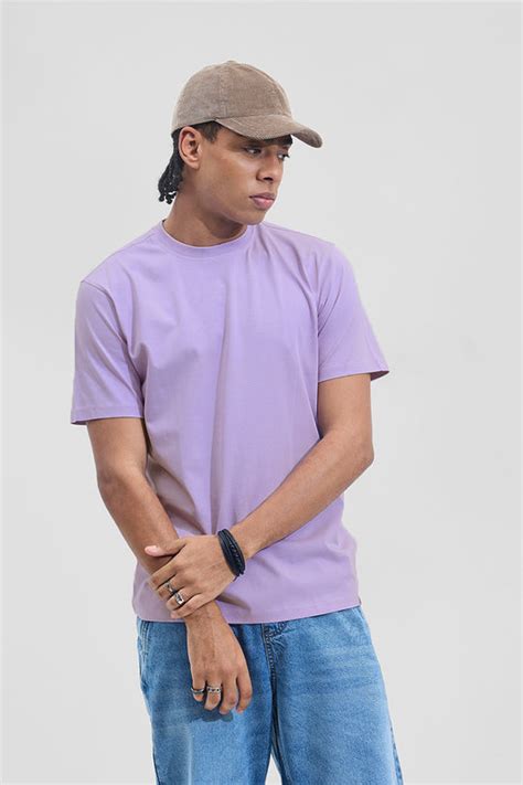 Buy Men's Core Lab Lavender Solid Slim Fit T-Shirt Online | Snitch – SNITCH