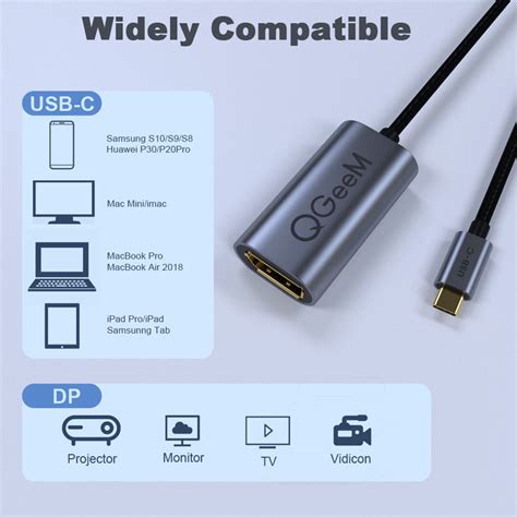 Uniqkart QG-UA06 USB C to DP Female 4K/60Hz Thunderbolt3 to Displaypor ...