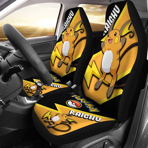 Custom Pokemon Raichu Car Seat Covers for Cars - Anime Car Accessories - AnimeBape
