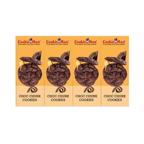 CookieMan Choc Chunk Cookies - 120g x Pack of 4 | Chocolate Cookies ...