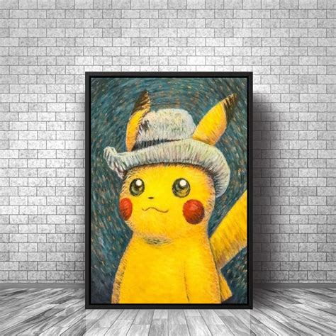 Pikachu Van Gogh Ready to Hang Canvas,van Gogh Pikachu Famous Artwork ...