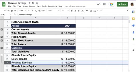 Image result for Retained Earnings Sheet Example