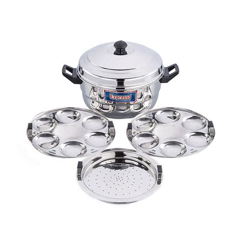 Expresso Stainless Steel Induction Base & Multi Kadhai 12 idli plate ...
