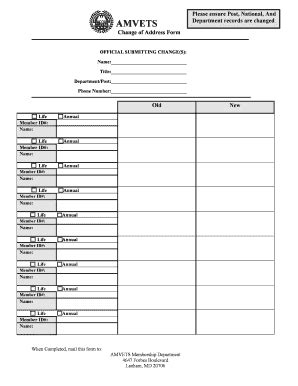 Change Of Address Form - AmVets - Amvets - Fill and Sign Printable ...