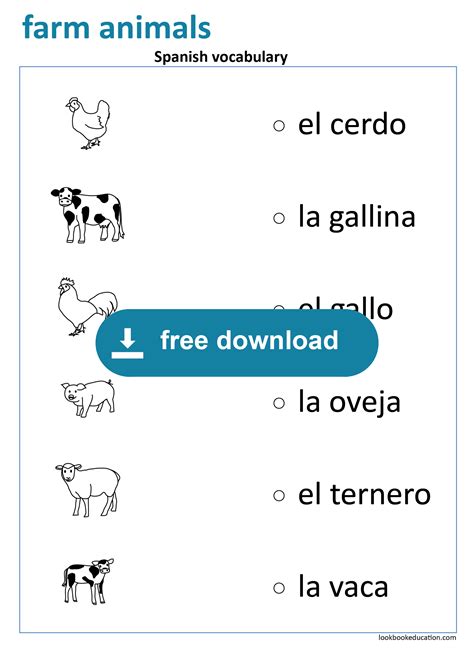Spanish Animal Match-up | Worksheet - Worksheets Library
