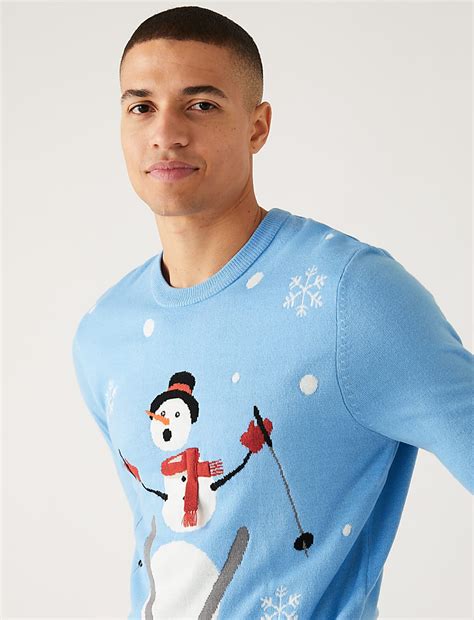 Buy Snowman Crew Neck Christmas Jumper at Marks & Spencer