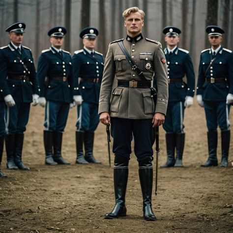 Tall Blond German Officer with Subordinates | Stable Diffusion Online