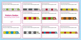 Interlocking Cubes Caterpillar Pattern Challenge Cards