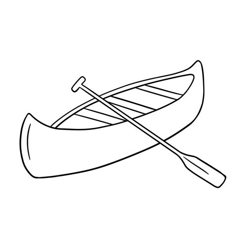 Premium Vector | Wooden fishing canoe with paddle Line sketch of boat ...