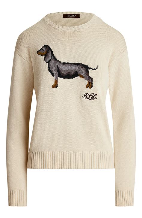 Lauren Ralph Lauren Intarsia Dachshund Cotton Sweater | Nordstrom