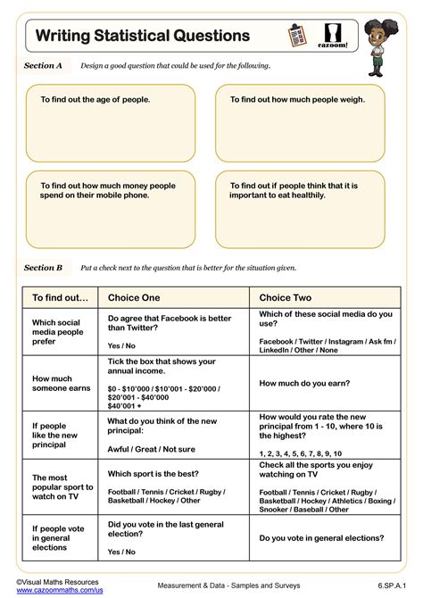Writing Statistical Questions Worksheet | 6th Grade PDF Worksheets ...