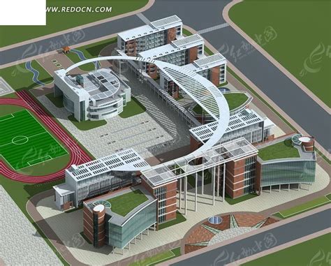 现代学校3dmax 模型下载-光辉城市