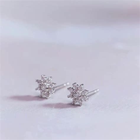 CZ Studded Floral Rose Gold 925 Sterling Silver Stud Earrings ...
