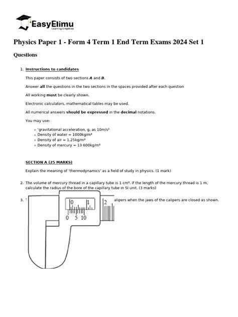 Image result for Physics Form 4 Paper