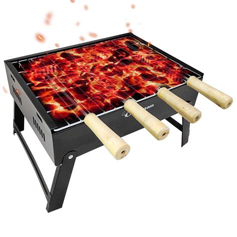 Chefman Charcoal mini table top barbeque with 4 skewers, 1 grill for ...