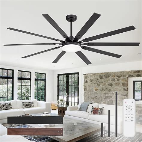 Breezary 65-in Matte Black with Plywood Blades Color-changing Indoor ...