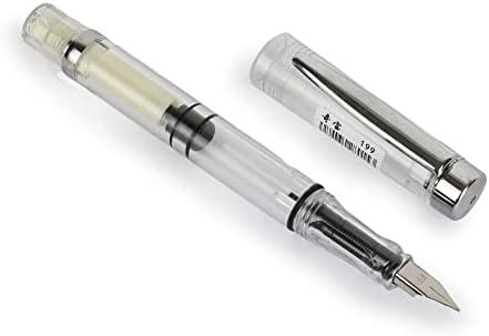 CLEMS ZONE CZFT-182 Transparent Demonstrator Safari Piston Fine Nib Pen ...