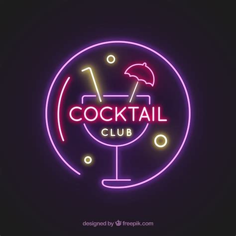 Cocktailbar teken met neonlicht stijl | Gratis Vector
