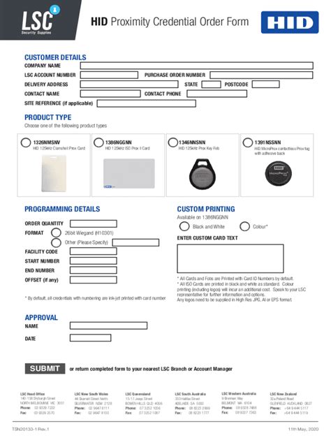 Fillable Online HID Proximity Credential Order Form Fax Email Print ...