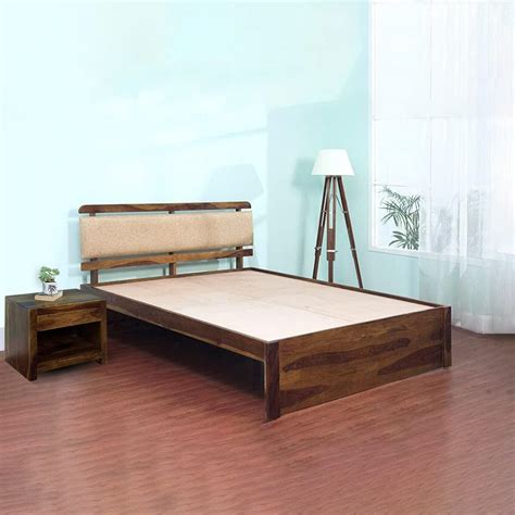 Zior Belle Queen Size Sheesham Wood Double Bed And Table |Solid Wooden ...