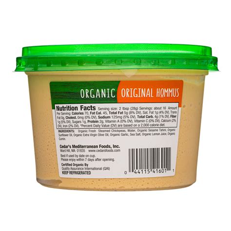 Cedar's Original Hummus Nutrition Facts at Jaclyn Glenn blog