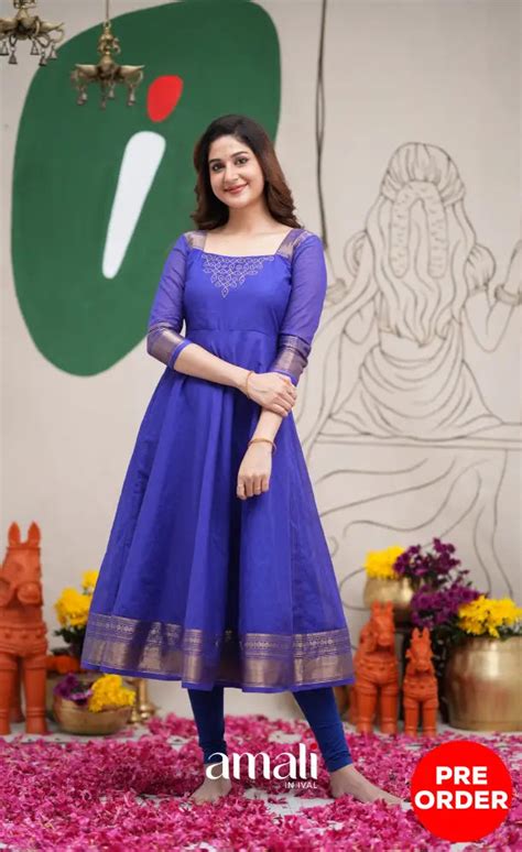 Royal Blue Chettinad Cotton Anarkali - PRE ORDER – Amali Salwars