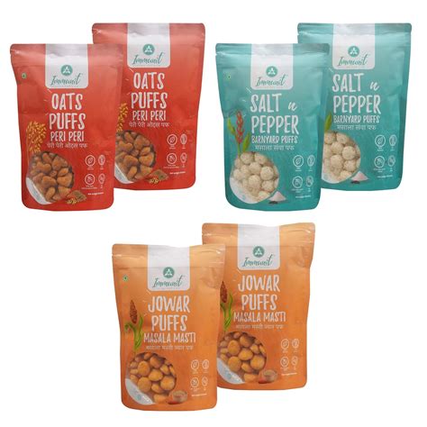Immunit Gluten Free, Low Fat Assorted Puffs Pack of 8 (2 each*Peri Peri ...