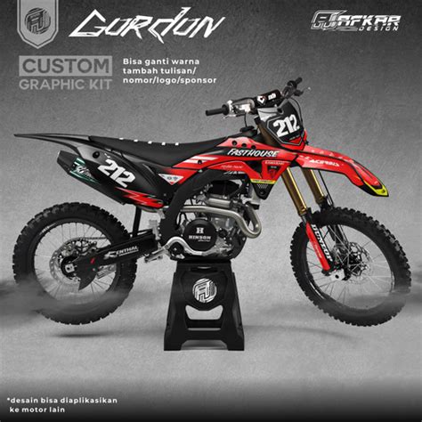 Jual STICKER DECAL KLX GORDON MERAH HITAM DESIGN CUSTOM (BISA REQUEST ...