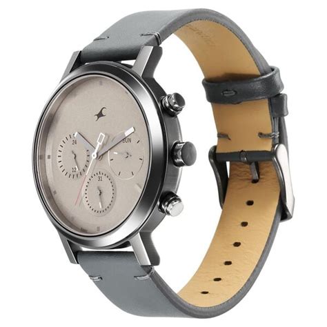 Buy Online Fastrack Tick Tock Quartz Analog Grey Dial With Grey Leather ...