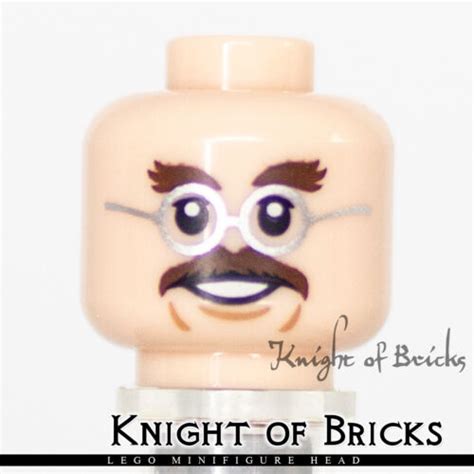 Buy LEGO Minifigure Head LIGHT FLESH Male Moustache Silver Round ...