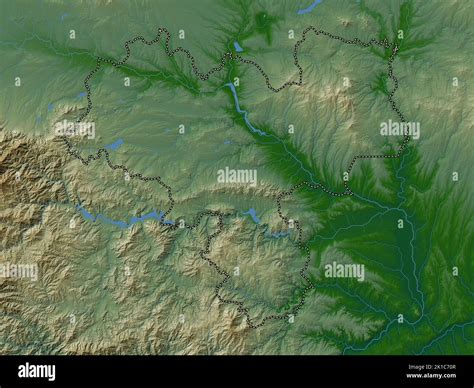 Haskovo, province of Bulgaria. Colored elevation map with lakes and rivers Stock Photo - Alamy