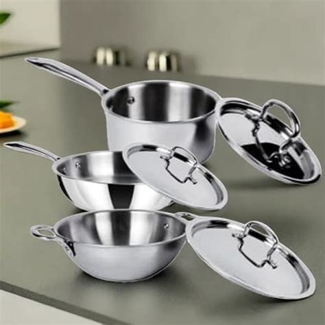 Buy USHA SHRIRAM Triply Stainless Steel Kadai (2.2L), Sauce Pan (2.2L ...