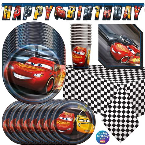 Buy Disney Cars Birthday Party Supplies - Set Serves 16 - Lightning ...