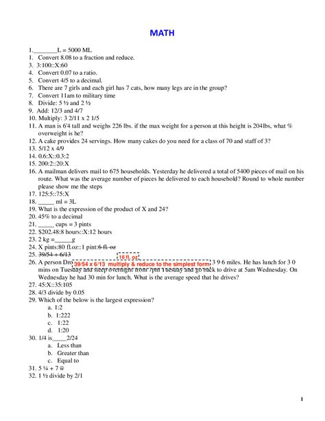 HESI A2 Math Practice Test Version 2 (with ANSWERS) Latest Questions ...