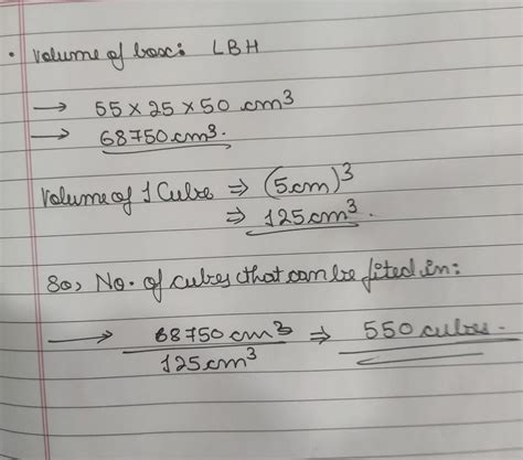 A cuboid box is of dimensions 55cm x 50 cm x 25cm. How many small cubes ...