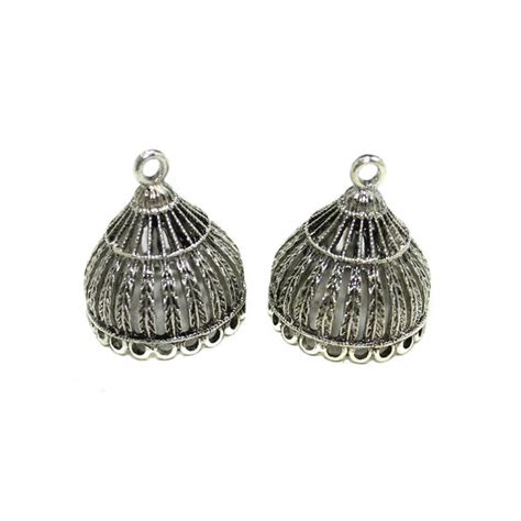 4 Pcs, 25x20mm German Silver Jhumki Components