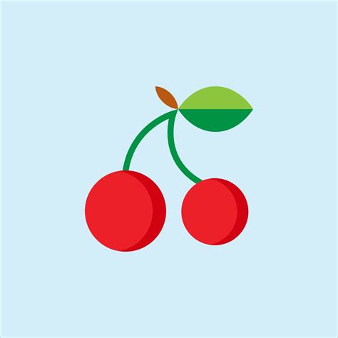 Isolated red and ripe cherry, flat fruit vector for creative design ...