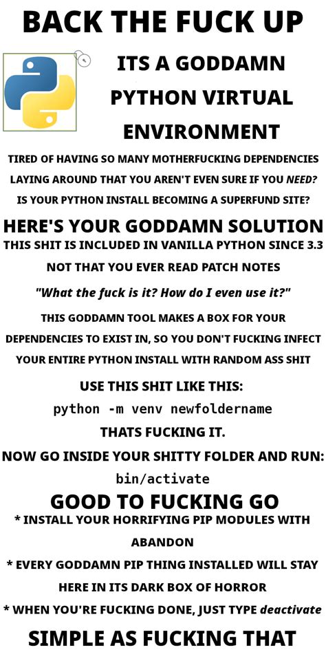 Image result for Python Virtual Enviroment Meme